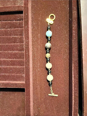 Barse Beaded bracelet in Black & Auqa Like New